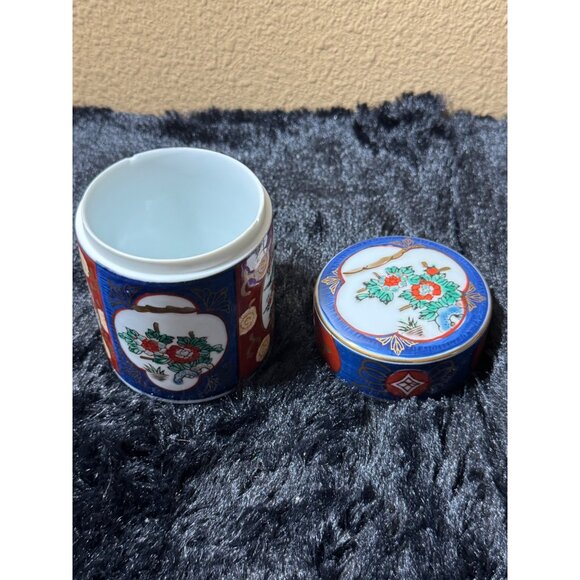 Vintage Japenese Gold Imari Covered Porcelain Container Ginger Jar Cigerate Jar - Picture 8 of 14